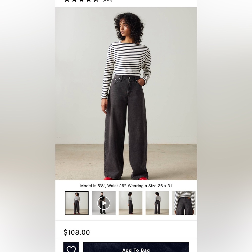 Levi's Mid Rise Baggy Black Jeans